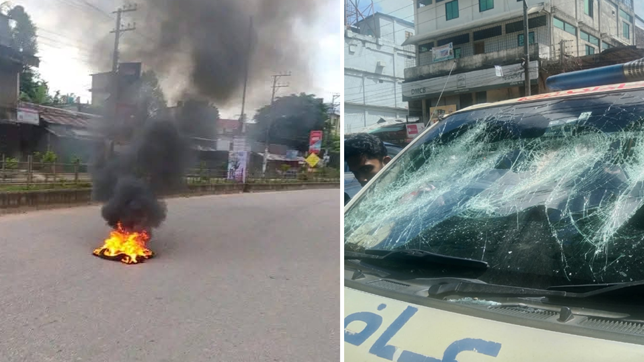 খাগড়াছড়িতে পাহাড়িদের অবরোধে সংঘর্ষ-ভাংচুর : ২ উপজেলায় ১৪৪ ধারা