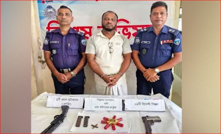 বিদেশি পিস্তল ও গুলিসহ নিষিদ্ধ স্বেচ্ছাসেবক লীগ নেতা গ্রেপ্তার